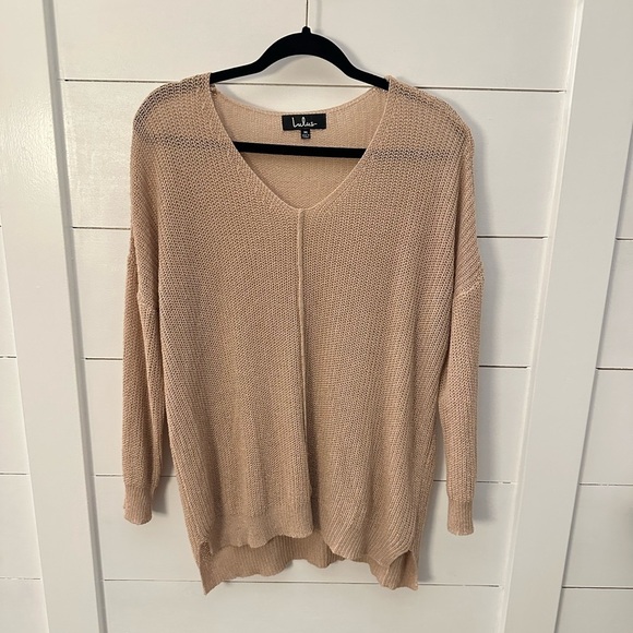 Lulus Woman Brown oversized knit sweater M acrylic bohemian shabby chic casual - Picture 2 of 14